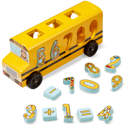 סט אוטובוס לימוד והתאמת מספרים מעץ 19 חלקים 1