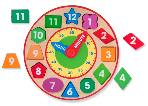 שעון מיון צורות וצבעים 13 חלקים מעץ 1