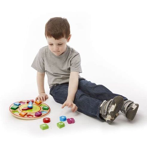 שעון מיון צורות וצבעים 13 חלקים מעץ 2