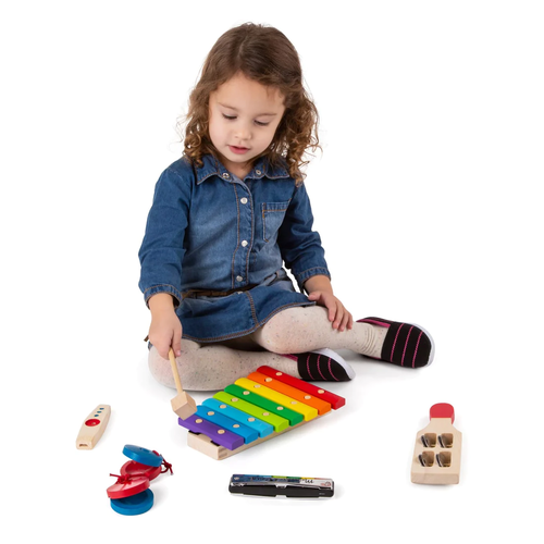 סט כלי נגינה מעץ מצלצלים ומשקשקים 7 חלקים 4