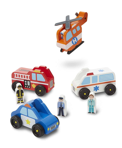 סט רכבי הצלה מעץ עם דמויות 5