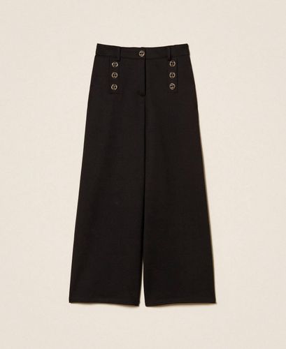Palazzo trousers with Oval T buttons