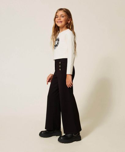 Palazzo trousers with Oval T buttons