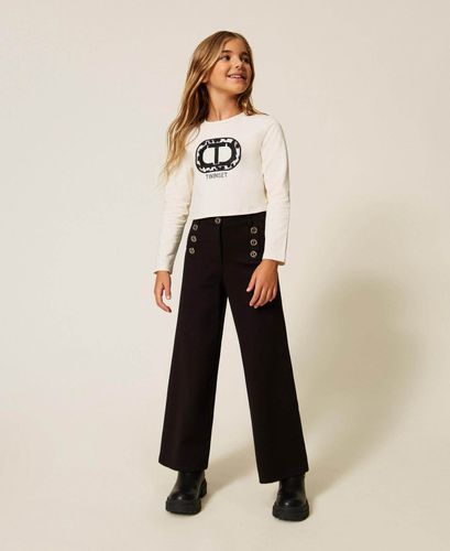 Palazzo trousers with Oval T buttons