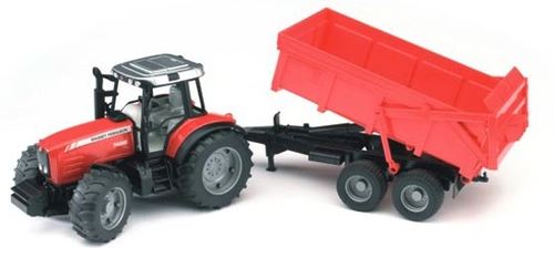טרקטור פורגוסון עם עגלה נגררת 7480 Massey Ferguson אדום 1