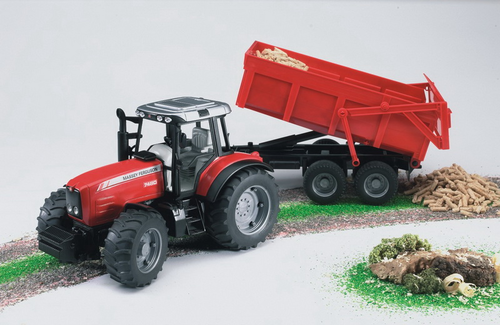 טרקטור פורגוסון עם עגלה נגררת 7480 Massey Ferguson אדום 2