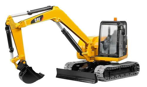 טרקטור מיני מחפרון קטרפילר Cat Mini Excavator עם כף נשלפת ובובת פועל - צהוב 2