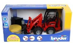 טרקטור שופל Schäffer Compact loader אדום עם מרים חציר 3