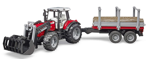 טרקטור פורגוסון להובלת עצים עם עגלה נגררת 7480 Massey Ferguson אדום 1