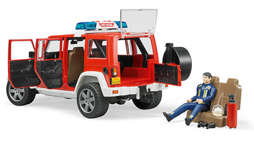 ג'יפ רנגלר כיבוי אש Jeep Wrangler Unlimited Rubicon עם בובת כבאי ואפקטים קוליים - אדום 3