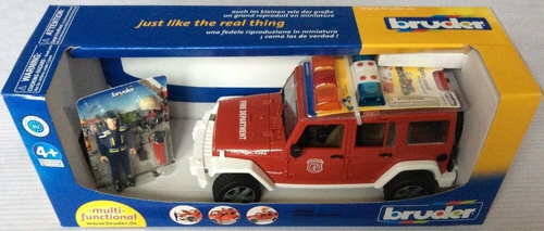 ג'יפ רנגלר כיבוי אש Jeep Wrangler Unlimited Rubicon עם בובת כבאי ואפקטים קוליים - אדום 4