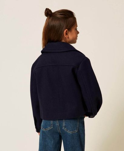 Wool cloth caban jacket with zip