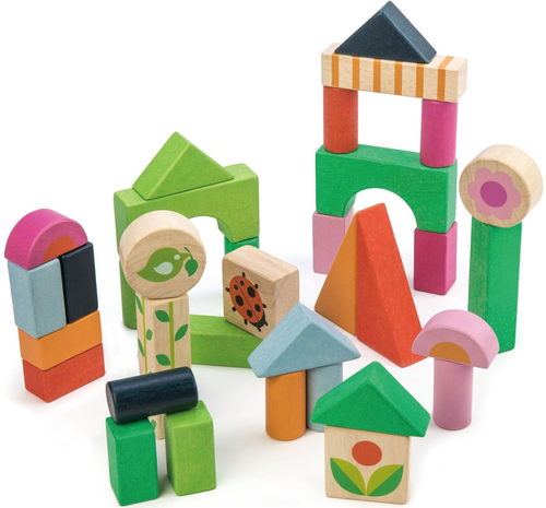 34 קוביות בניה מעץ מלא + שק בד רב פעמי 1