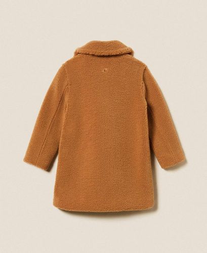 Double-breasted faux fur coat