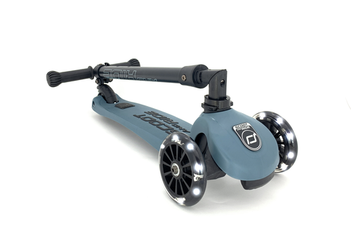 קורקינט לילדים ידית מתקפלת Highwaykick 3 LED, אורות ב 3 גלגלים ומונע התהפכות STEEL כחול 3