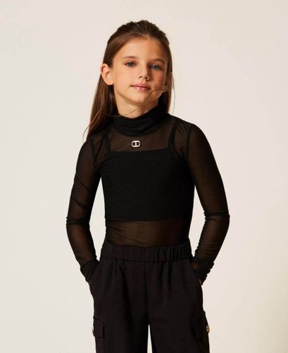 Tulle top with logo