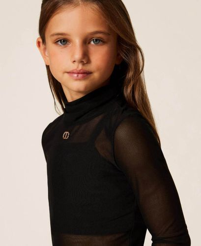 Tulle top with logo