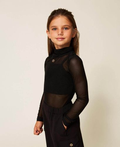 Tulle top with logo