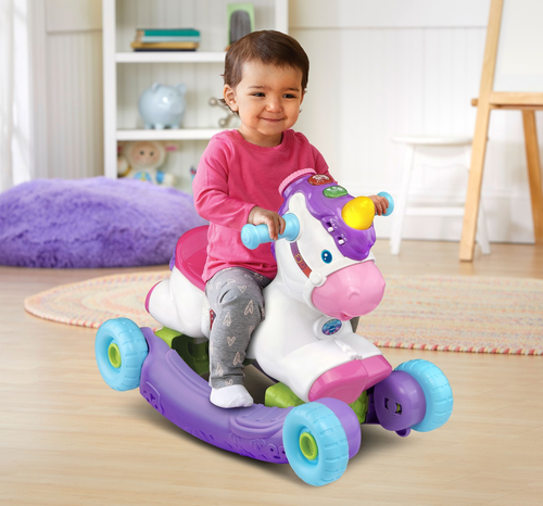נדנדת חד קרן הופכת לבימבה מנגנת ומאירה עם חיישן תנועה - סגול 6