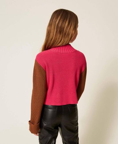 Colour block turtleneck jumper