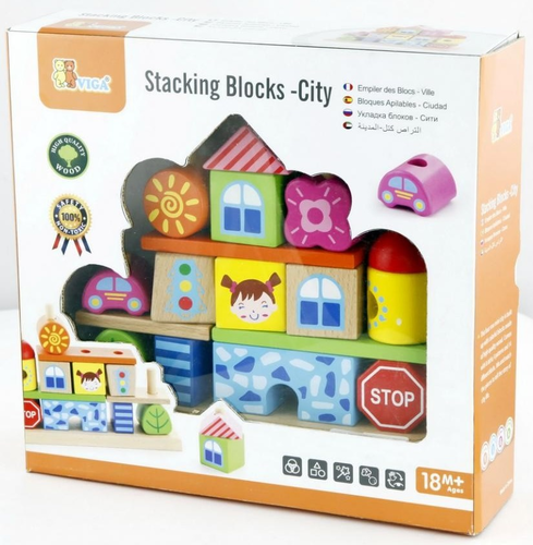 קוביות השחלה עירוניות מעץ 17 חלקים 2