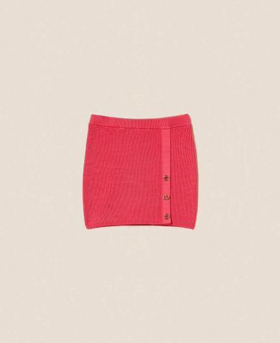 Knit miniskirt with Oval T buttons