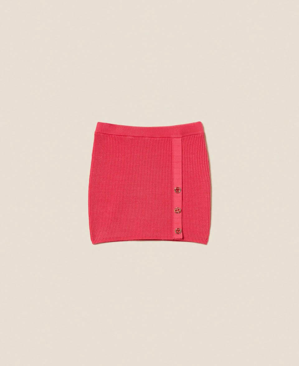 Knit miniskirt with Oval T buttons