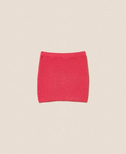 Knit miniskirt with Oval T buttons