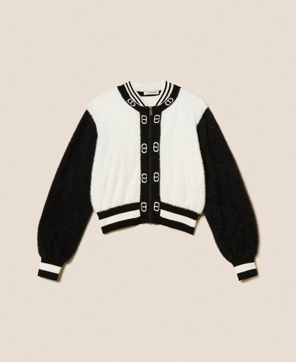 Knit bomber jacket with Oval T