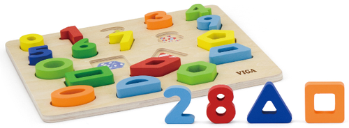 לוח לימוד צורות, מספרים וצבעים מעץ 2