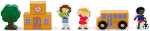 סט 6 חלקים מעץ מלא למשחקי דמיון - בית ספר