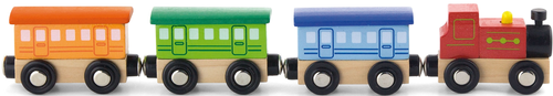 סט רכבת משחק מעץ 4 חלקים - רכבת קיטור עם קרונות בחיבור מגנטי 1