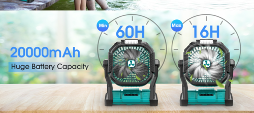 מאוורר לאוהל נטען עם תאורה 4 מצבים  CAMPING FAN ONLYNEW