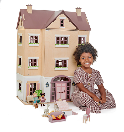 בית בובות ענק 4 קומות Fantail Hall עם פתיחה מ 3 צדדים ו 5 פריטי איבזור 2