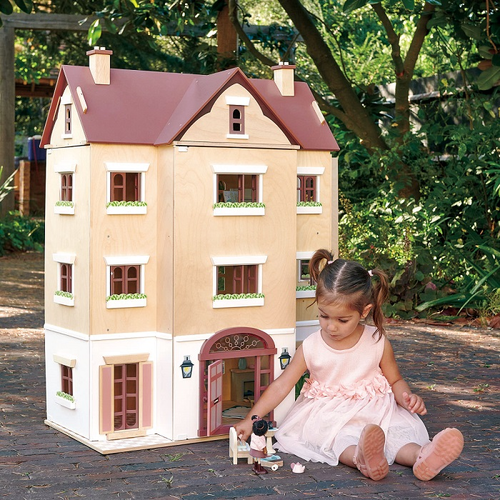 בית בובות ענק 4 קומות Fantail Hall עם פתיחה מ 3 צדדים ו 5 פריטי איבזור 6