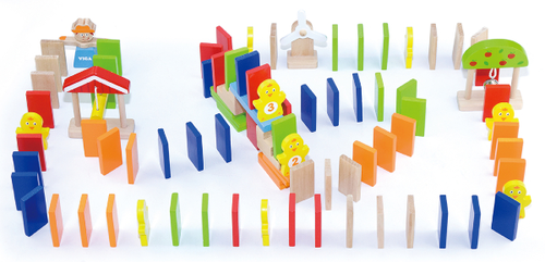 דלי 116 לבני דומינו צבעוניות מעץ מלא 4
