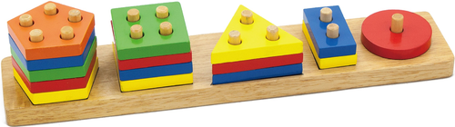 לוח התאמת צורות גיאומטריות ולימוד צבעים מעץ 16 חלקים 2