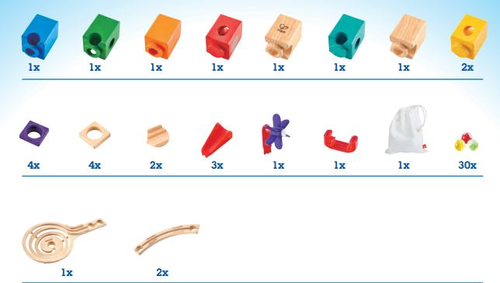 משחק מדרון גולות 28 חלקים מעץ ו 30 גולות 3