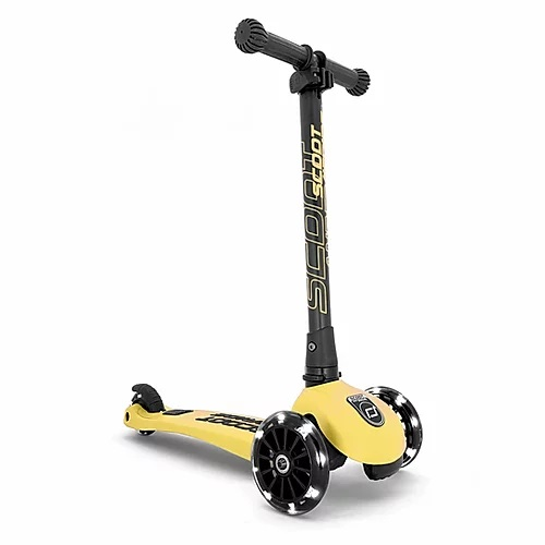 קורקינט לילדים ידית מתקפלת Highwaykick 3 LED, אורות ב 3 גלגלים ומונע התהפכות YELLOW צהוב 1
