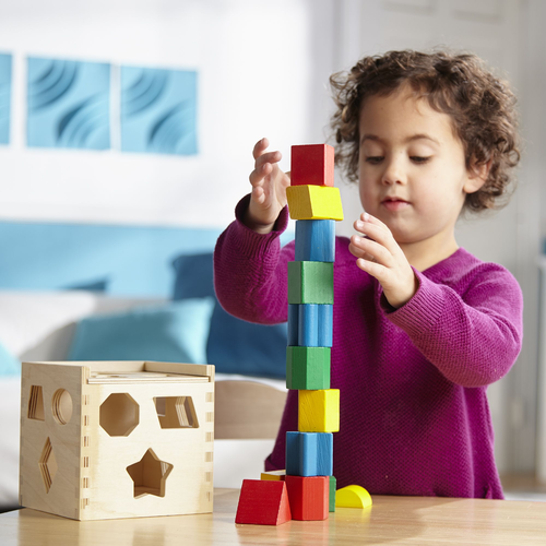 קוביית התאם צורה קלאסית מעץ + 12 צורות צבעוניות 2
