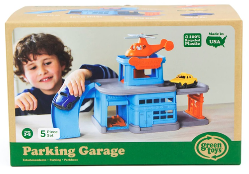 סט חניון מפלסטיק ממוחזר עם 2 רכבים ומסוק 5