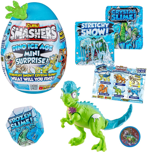 ביצת הפתעות סמאשרס עם דינוזאור Slime O Saur להרכבה ו- 10 אביזרים - ירוק  1