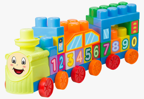 משחק הרכבה 50 קוביות בנייה עם מספרים להרכבת רכבת  1