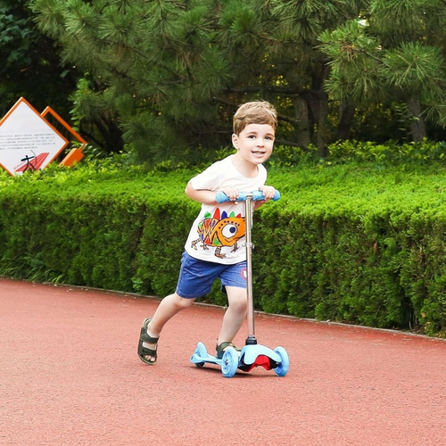 קורקינט עם אורות בגלגלים וכידון מתכוונן ל-3 מצבי גובה Cool SCOOTER - כחול 5