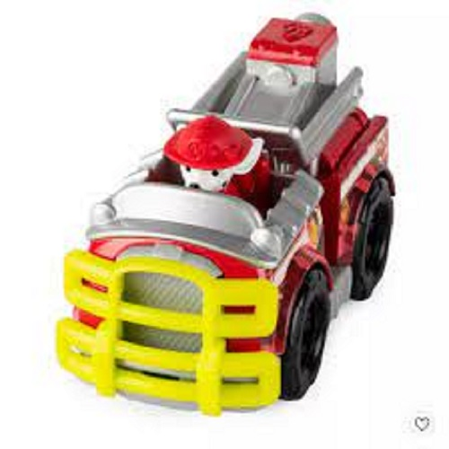 רכב מתכת אדום מסדרת Jungle Rescue עם  גלגלים מסתובבים ודמות קטנה של מארשל 1