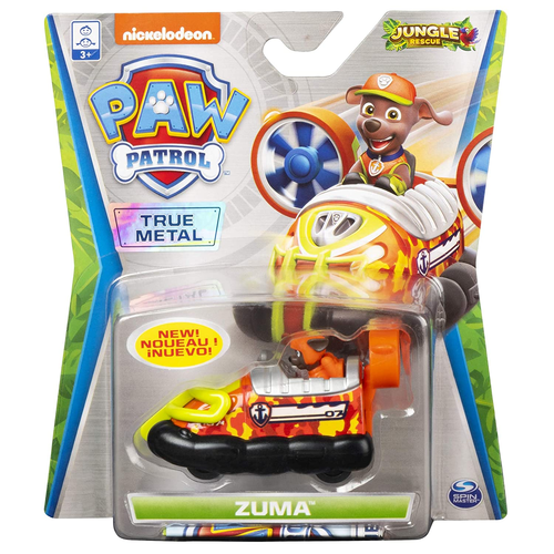 רכב מתכת אדום מסדרת Jungle Rescue עם גלגלים מסתובבים ודמות קטנה של זומה 2