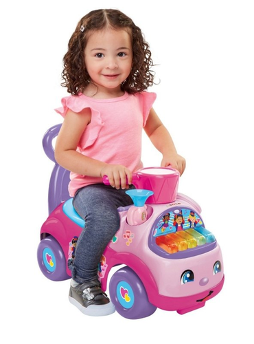 בימבה תזמורת 2 ב 1 עם פסנתר אורקולי, חצוצרה, מצילה ותא צעצועים - ורוד/סגול 2