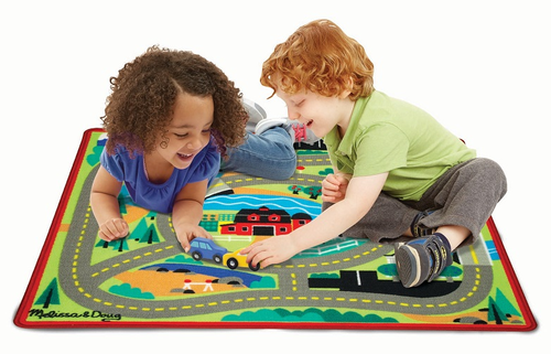 משטח פעילות מצויר + 4 רכבי משחק מעץ - העיר 1