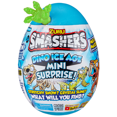 ביצת הפתעות ענקית SMASHERS דינו עידן הקרח עם בובה ומעל 25 הפתעות - ירוק 1