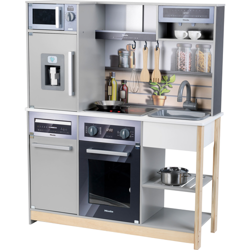 מטבח עץ גדול לילדים Miele עם אורות וצלילים, תנור, מיקרו, מכונת קפה, כיור + 11 אביזרים 1